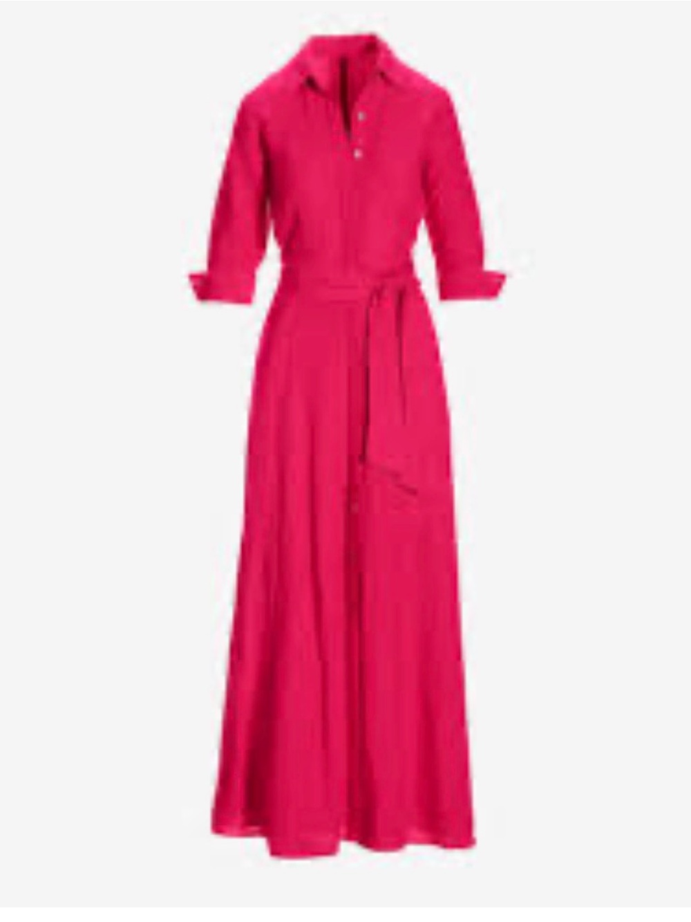 Tuckernuck Fuchsia Pink Maxi Shirt Dress with Tie Waist